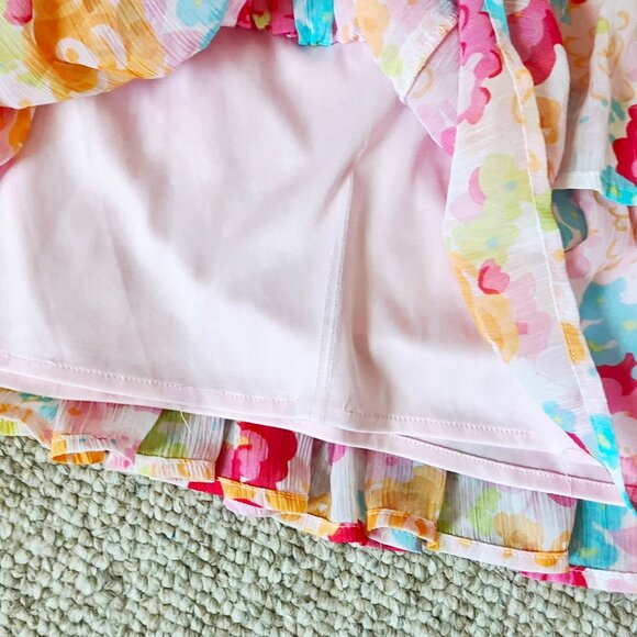 CHEROKEE  Colorful Flower Floral Girls Layered Flared Summer Dress 10 11 12 - Picture 8 of 8